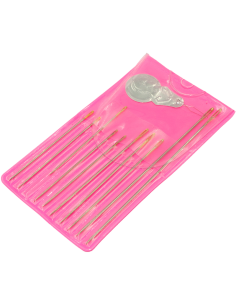 Agujas para coser sobre rosado c/enhebrador set 11 uds