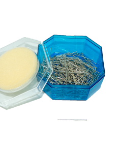 Alfileres cabeza caja azul con esponja 20gr.