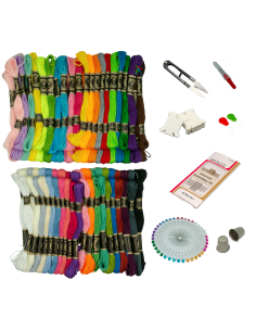 Kit de bordado: 80 madejas + 68 accesorios para bordar