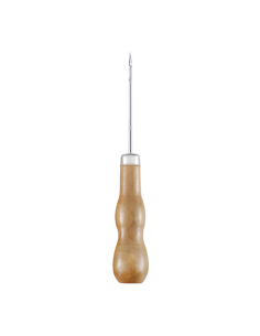 Lezna o punzón con mango de madera para perforar y coser