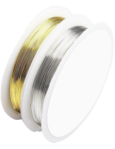 Hilo-Alambre de Cobre 0.4mm Plata y Dorado. 10metros