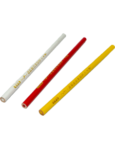 Lápiz tiza marca telas colores blanco, rojo y amarillo 17cm