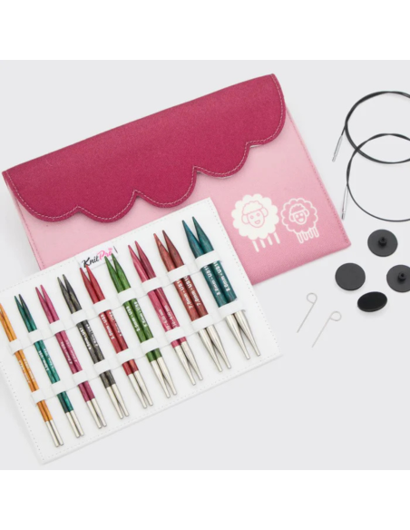 Palillos Intercambiables KnitPro Dreamz Delux 9 par + 4 cabl