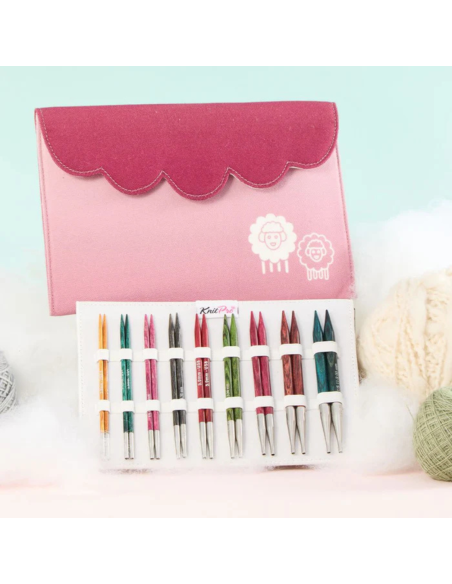 Palillos Intercambiables KnitPro Dreamz Delux 9 par + 4 cabl