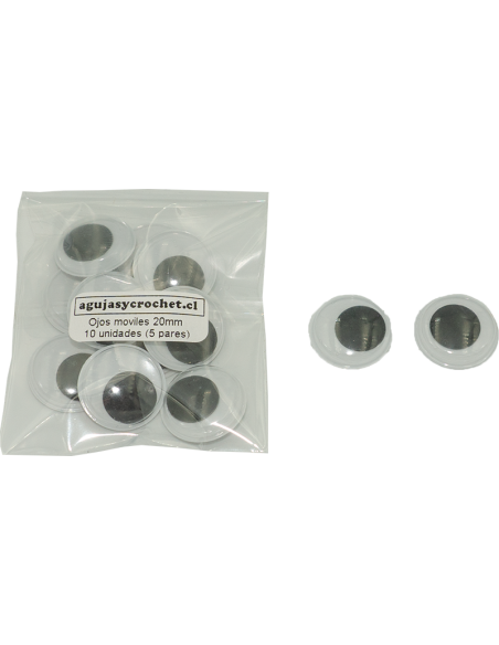 Ojos móviles / ojos locos 10, 12, 15 y 20mm