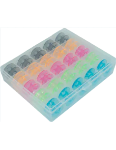 Caja con 25 carretes/carreteles para maquinas coser caseras