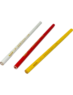 Lápiz tiza marca telas colores blanco, rojo y amarillo 17cm